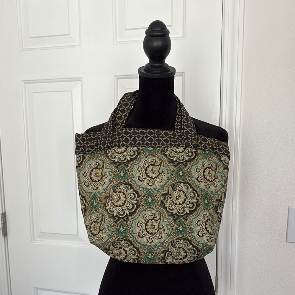 Handmade Quilted Tote Bag in Paisley Print